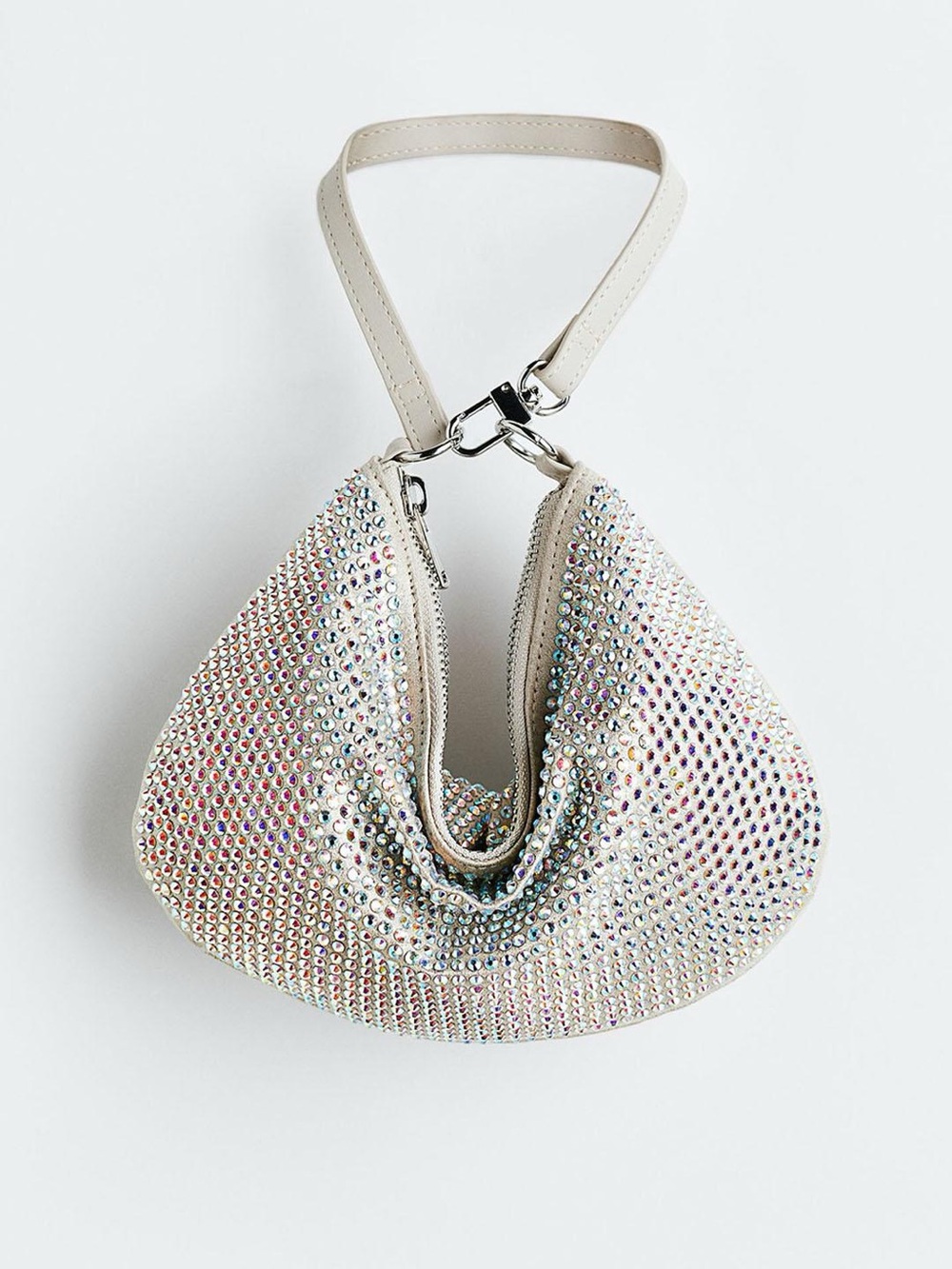 H&M Iridescent Rhinestone-Embellished Hobo Mini Clutch Bag
